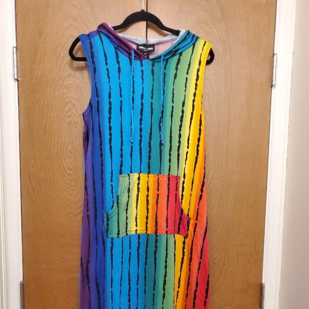 Jennifer Lauren Plush Hooded Maxi Dress Rainbow